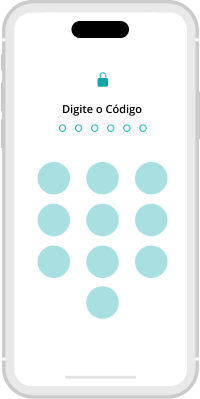 Telefone branco com botão azul