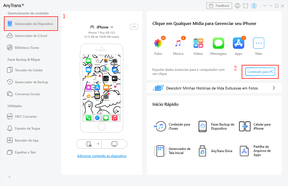 Escolher Conteúdo para Mac em AnyTrans