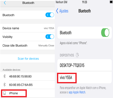 Emparelhar Android e iPhone