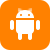 Weißer Roboter, orangefarbener Hintergrund