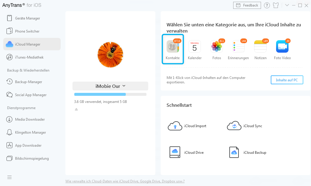iCloud Kontakte Verwalten