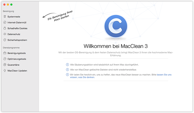 MacClean Hauptschnittstelle