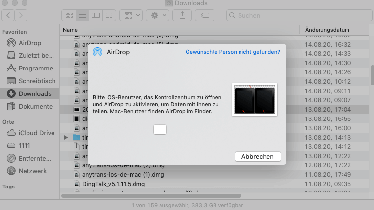 AirDrop aktivieren am Mac
