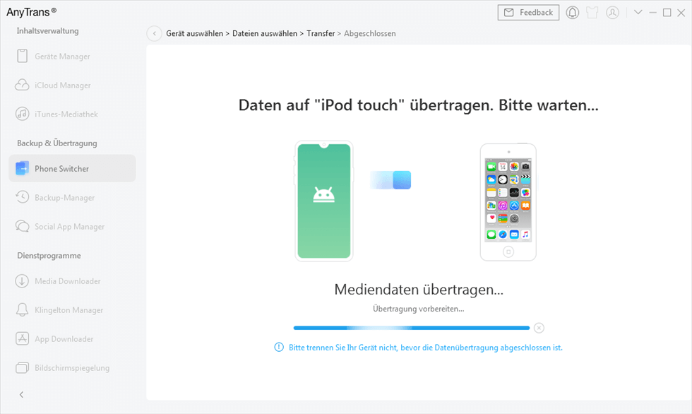 AnyTrans-Android Daten auf iPhone übertragen