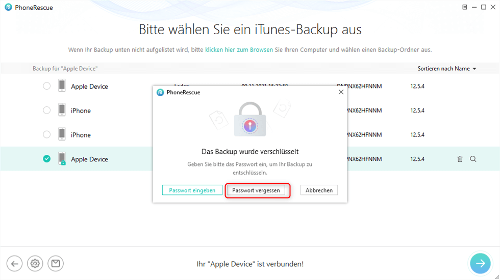 Auf „Passwort vergessen“ klicken
