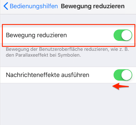 iPhone XR/XS/8/7/6 beschleunigen â Bewegung reduzieren