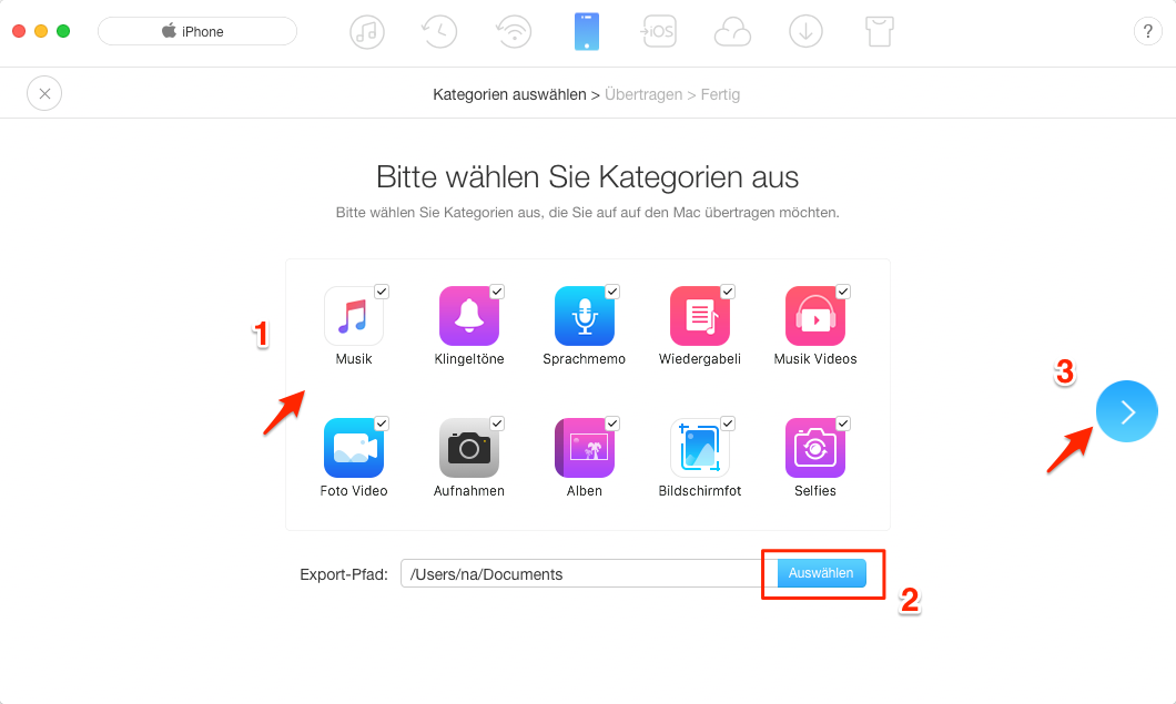  Daten von dem iOS 12 langsamen iPhone sichern â Schritt 4