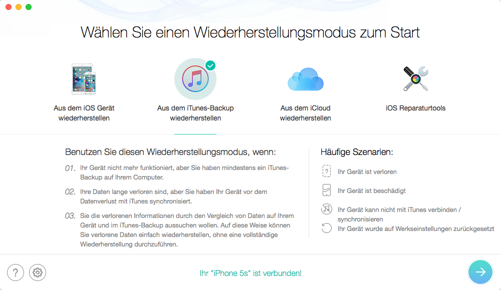 iTunes 12.7/12.7.2 Fehler: beschÃ¤digte Backup wiederherstellen