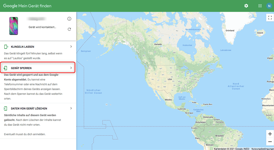 Gerät sperren - Google