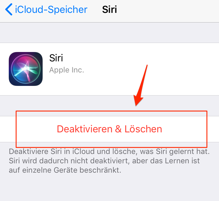 iCloud Daten löschen - in "Einstellungen"