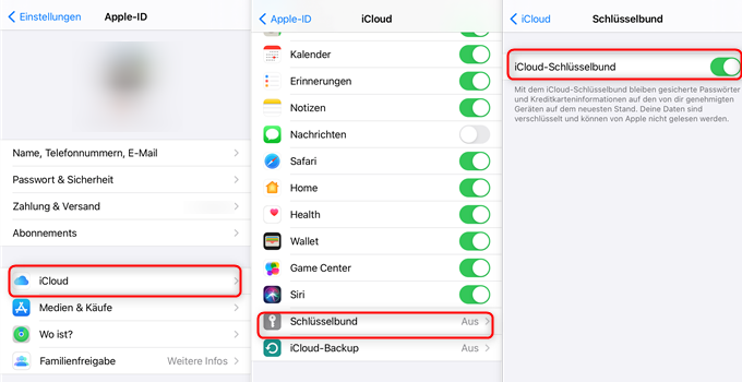 iCloud-Schlüsselbund aktivieren