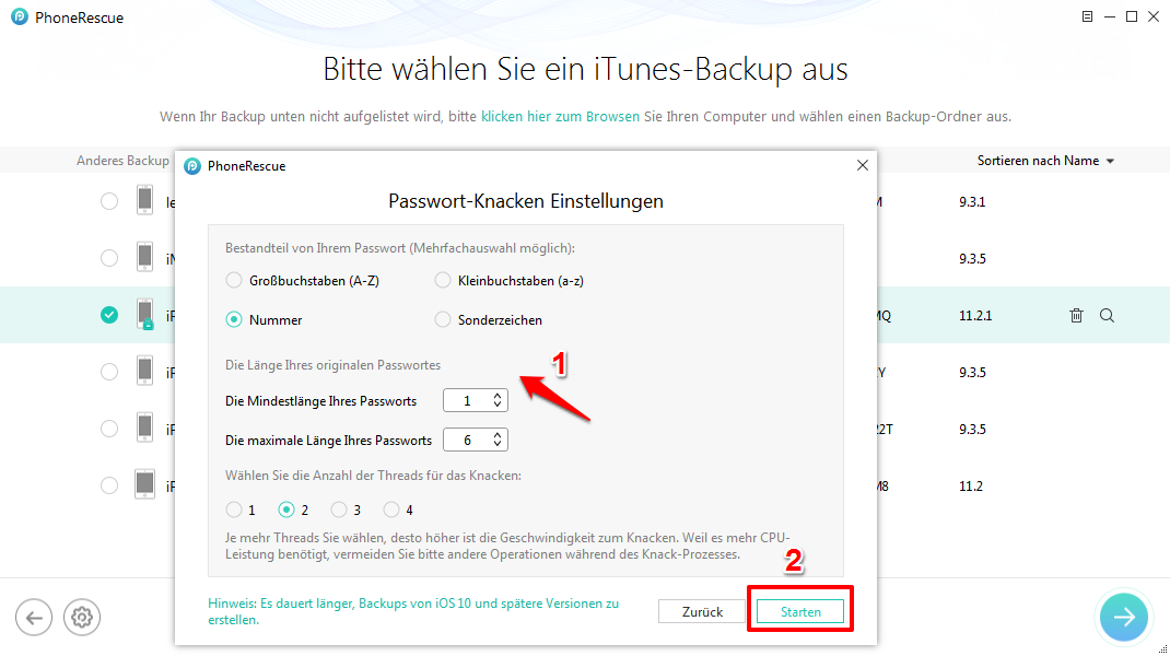 iPhone-Backup mit Unlocker entschlüsseln – Schritt 4