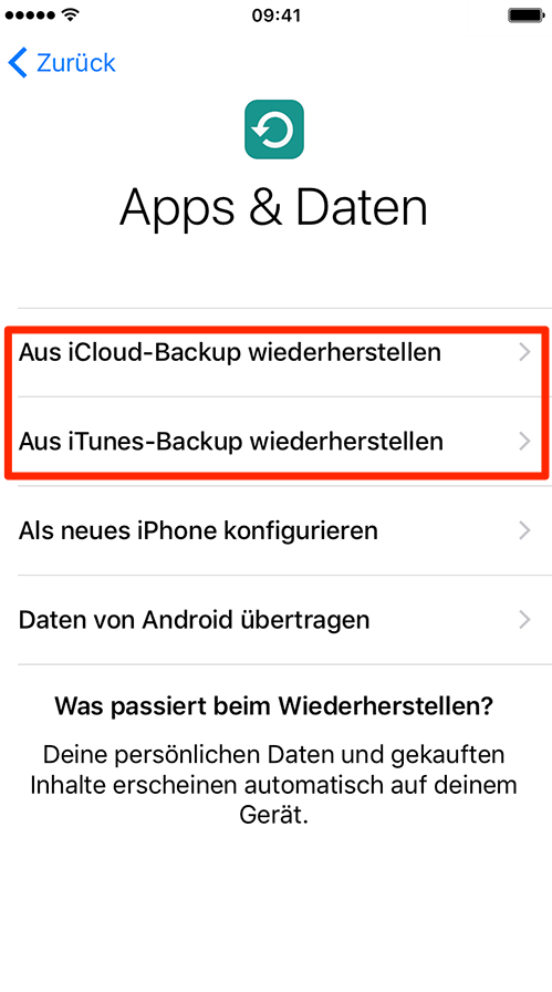 Daten aus Backup Ã¼bertragen â iPhone einrichten