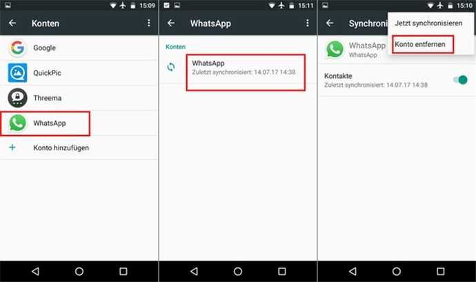Whatsapp Konto entfernen