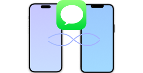 Two iPhones with speech bubble