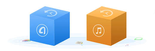 Three cubes with icons