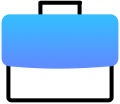 Blue briefcase with black handle