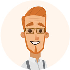 Man with glasses and tie smiling