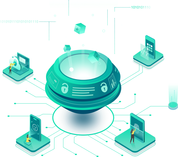 Illustration of spaceship with light