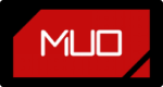 Red and white sign with MUO