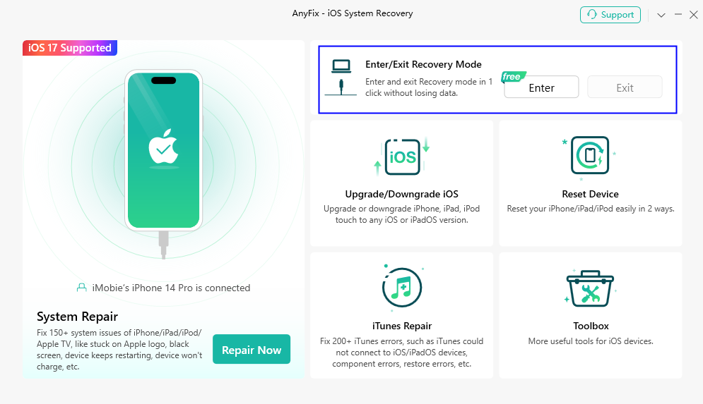 Choose Enter Exit Recovery Mode Option