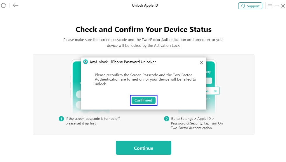Click Confirmed Button