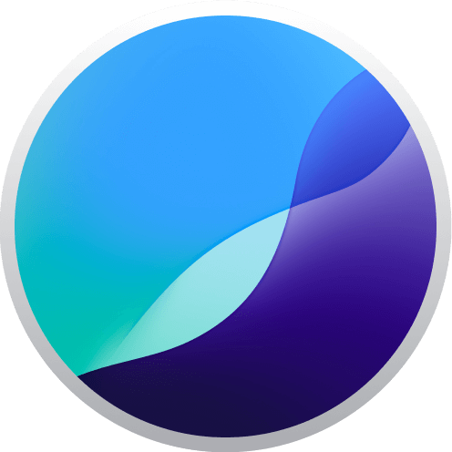 Red and blue circular with mountain