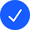 Blue button with white tick