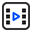 Blue play button on white background
