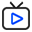 Blue play button on white