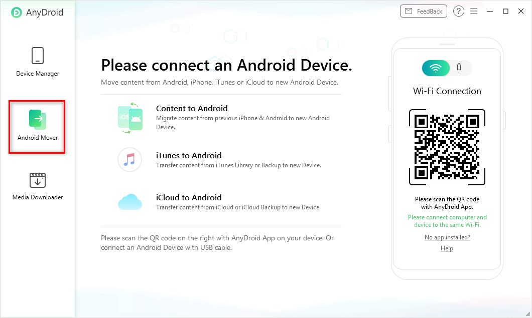 Choose the Android Mover on AnyDroid