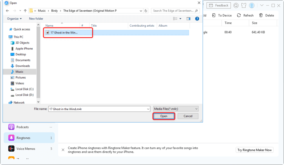 Choose the Ringtones from Computer