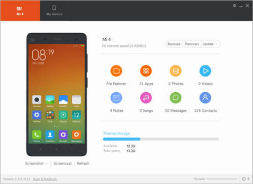 Click Update to Wipe Xiaomi Phone