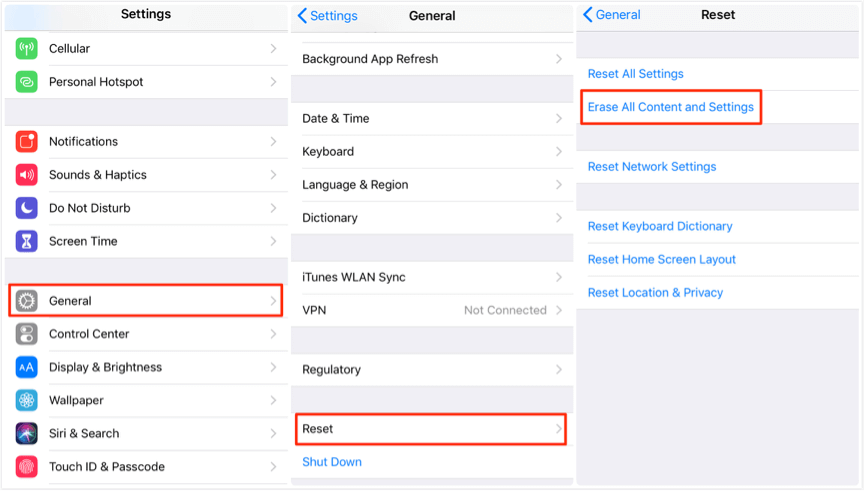 Restore iPhone Using Erase All Contents