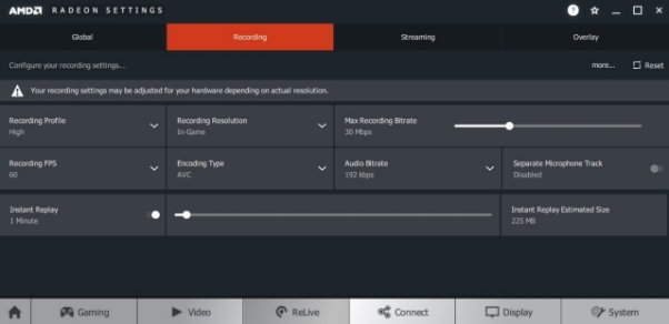 Radeon ReLive Interface