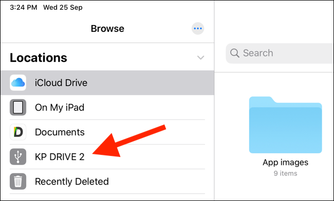 Open the Flash Drive on Files App Image Credit: howtogeek.com