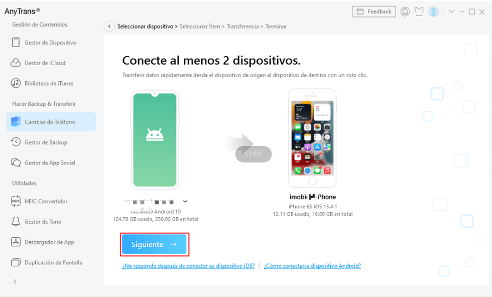 Haga clic en siguiente para pasar fotos de Samsung a iPhone