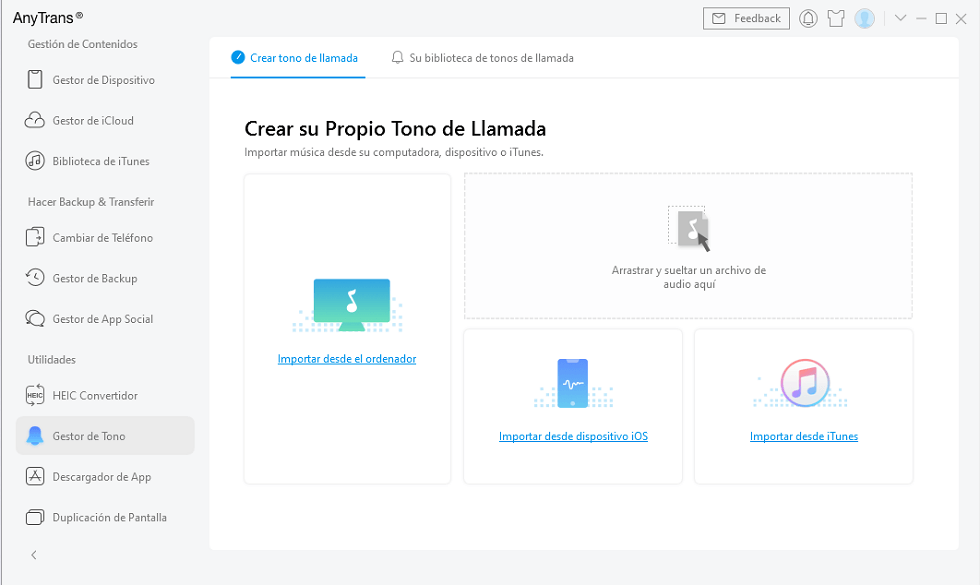 Importa la canción para la que quieres crear tu tono de llamada personalizado