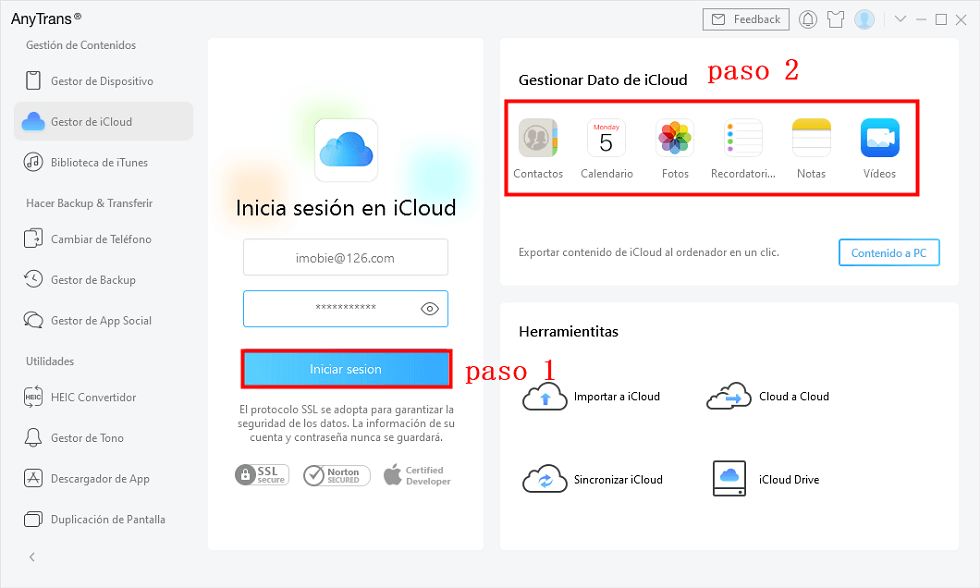 Cómo bajar fotos de iCloud a PC-Paso 1