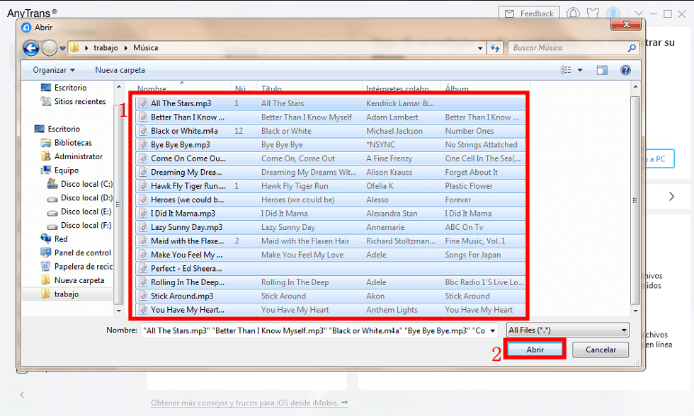 Elige las canciones