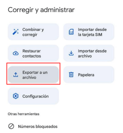 Exportar contactos a un archivo