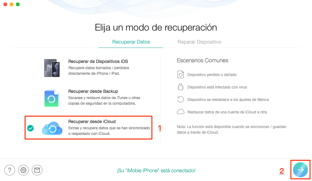Recuperar contactos borrados iPhone con copia de seguridad iCloud - Paso 1