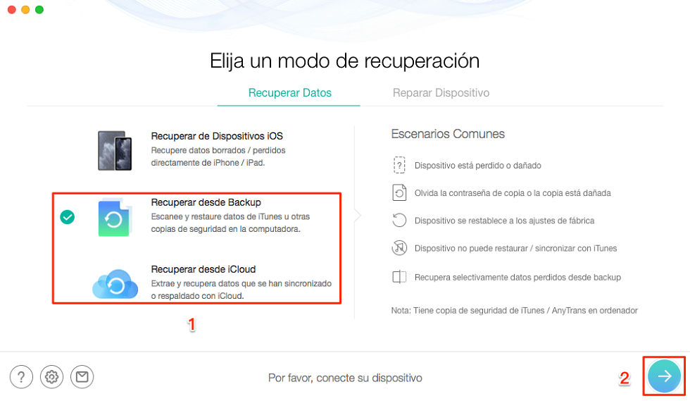 Recuperar fotos borradas iPhone 8/X/XS/XR/11/12/13 desde copia de seguridad