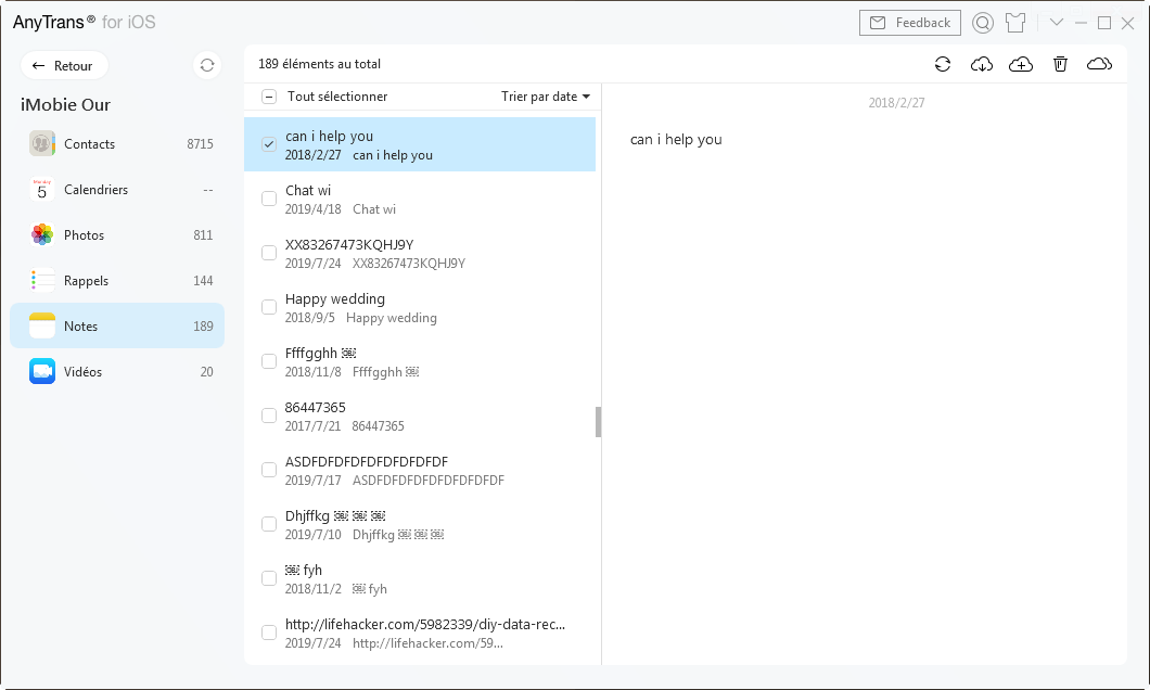 Gestion de notes iCloud