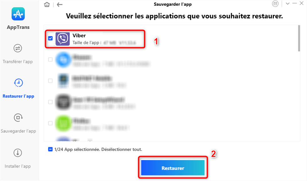 Restauration de Viber sur un smartphone