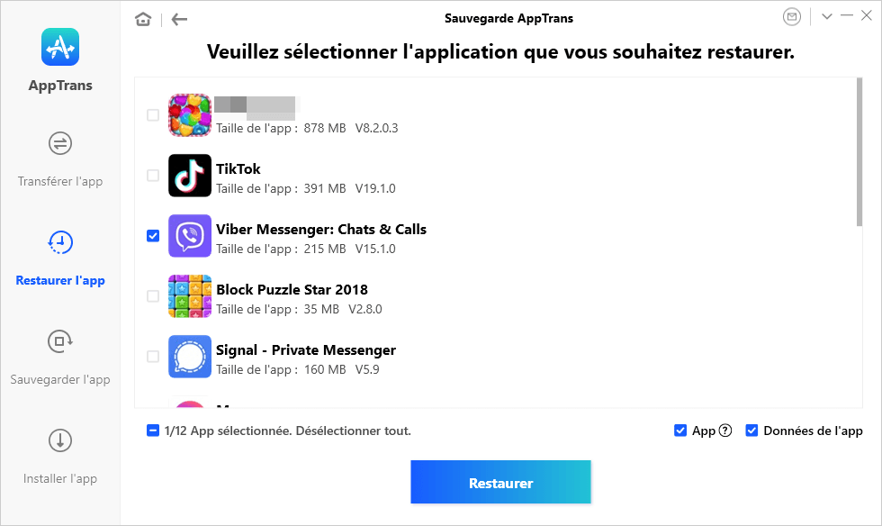 Cliquez sur Restaurer