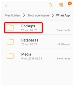 Ouverture du dossier des sauvegardes