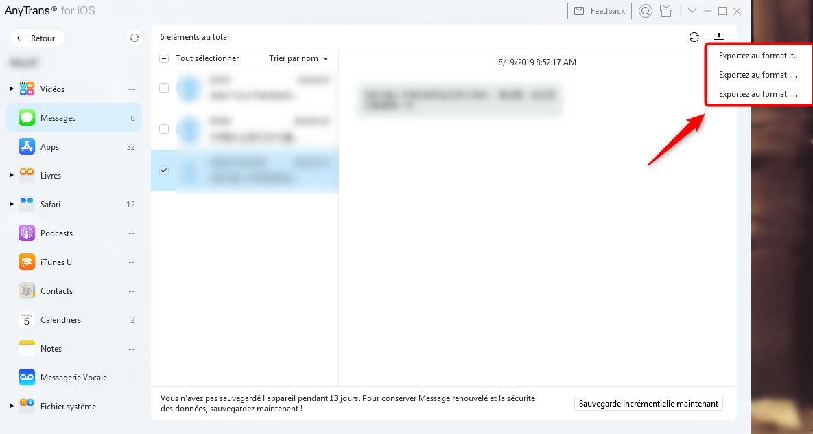 Mettez le format de SMS