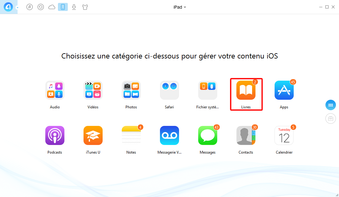 Synchroniser iBooks iPad vers iPhone – étape 1