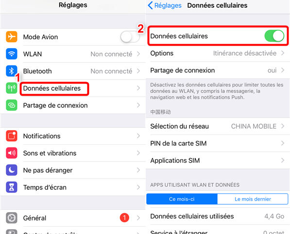 Activez le mode Avion et désactivez
